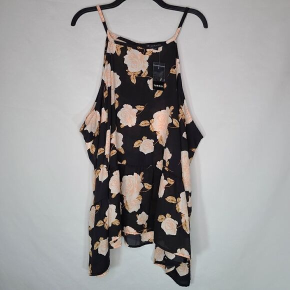 5X 28W Pink Rose Drop Waist Cami Hi-low Hem Flowy - Picture 3 of 8